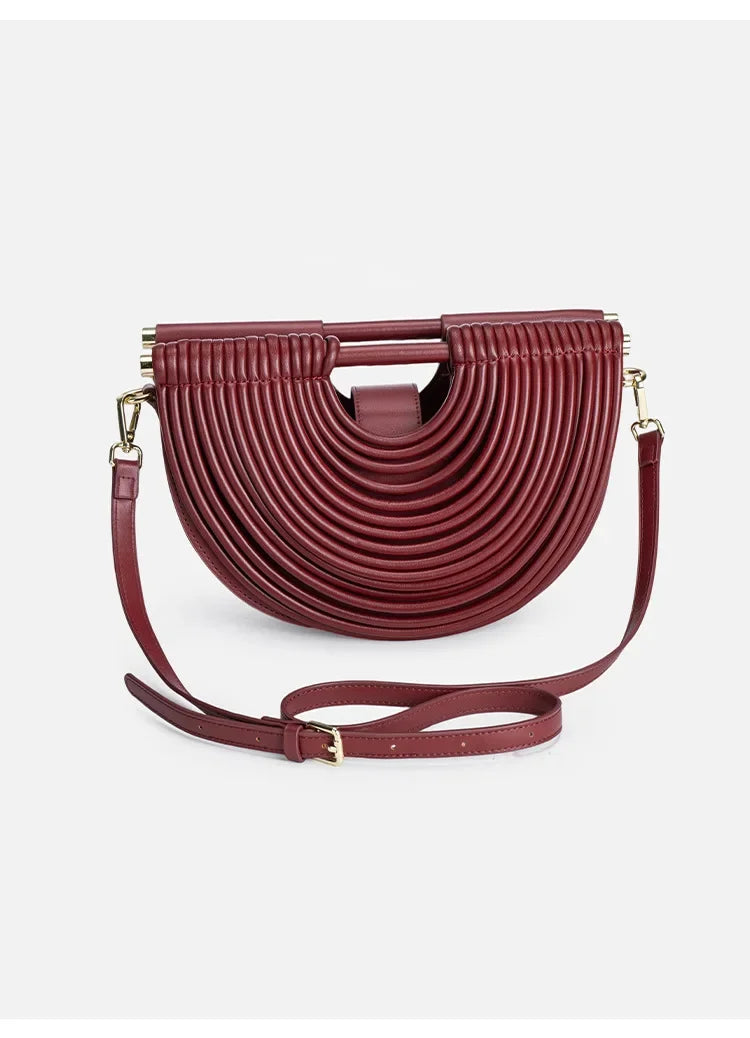 Fashionable Bamboo Fiber Woven Handbag Women's Clutch Bag Personalized High-End Sensation Soft Shell Bag Mobile Phone Pocket