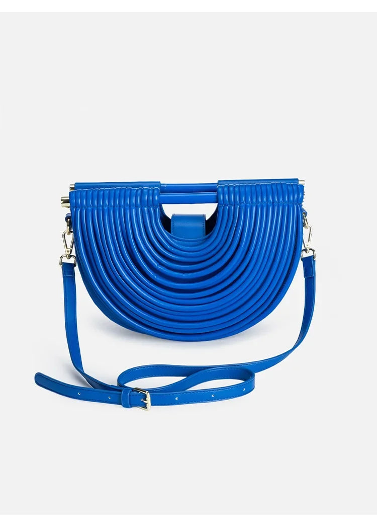 Fashionable Bamboo Fiber Woven Handbag Women's Clutch Bag Personalized High-End Sensation Soft Shell Bag Mobile Phone Pocket