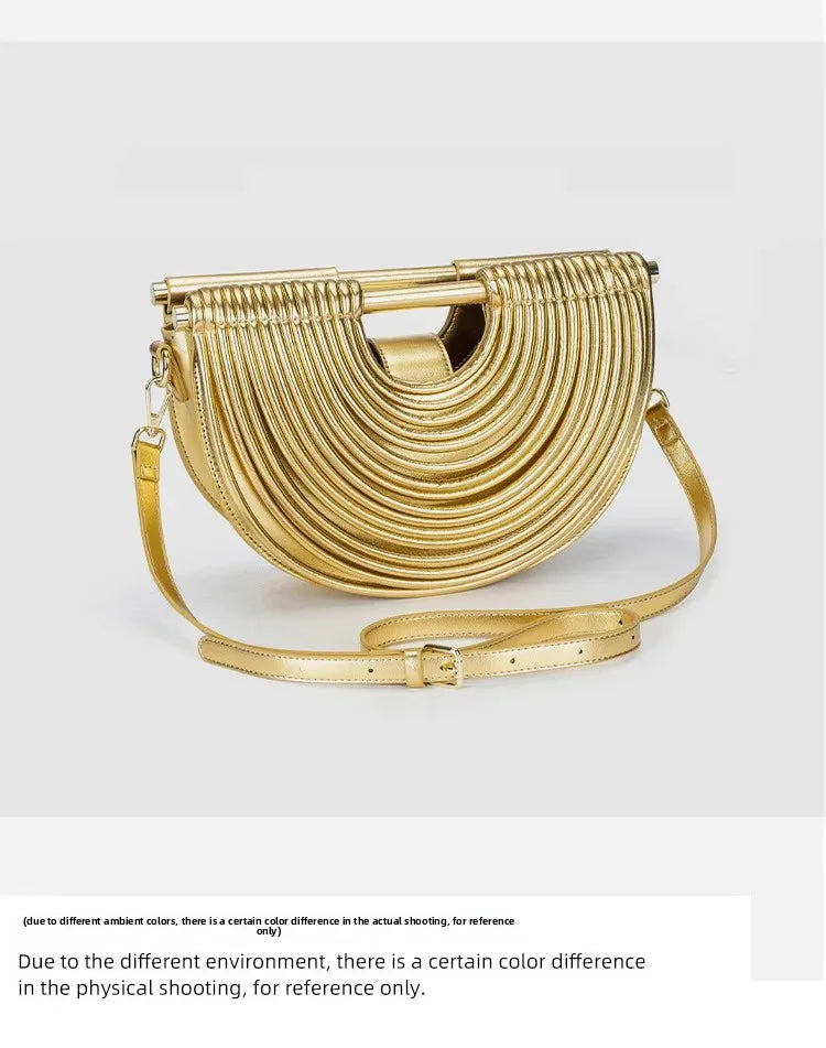Fashionable Bamboo Fiber Woven Handbag Women's Clutch Bag Personalized High-End Sensation Soft Shell Bag Mobile Phone Pocket