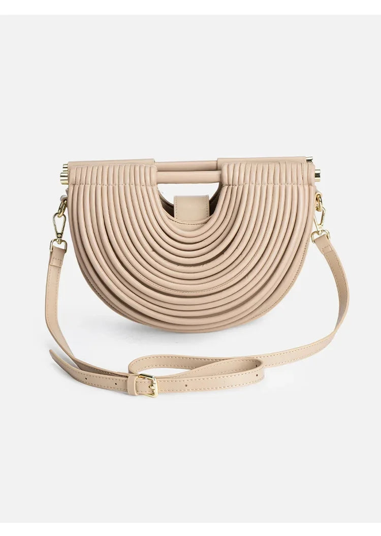 Fashionable Bamboo Fiber Woven Handbag Women's Clutch Bag Personalized High-End Sensation Soft Shell Bag Mobile Phone Pocket
