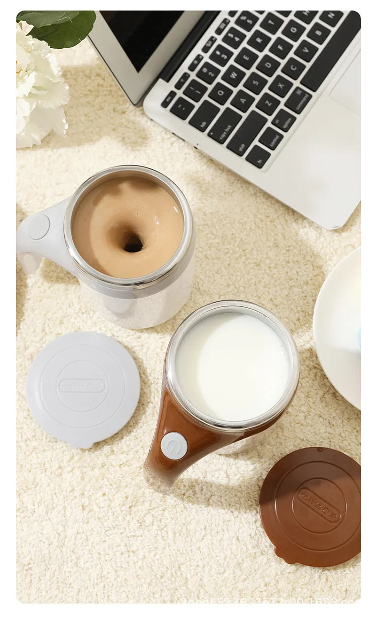 Ubitree Tasse à café avec mélangeur automatique rechargeable pour café, thé, chocolat chaud et plus encore – Gobelet de voyage isotherme en acier inoxydable pour la maison, le bureau