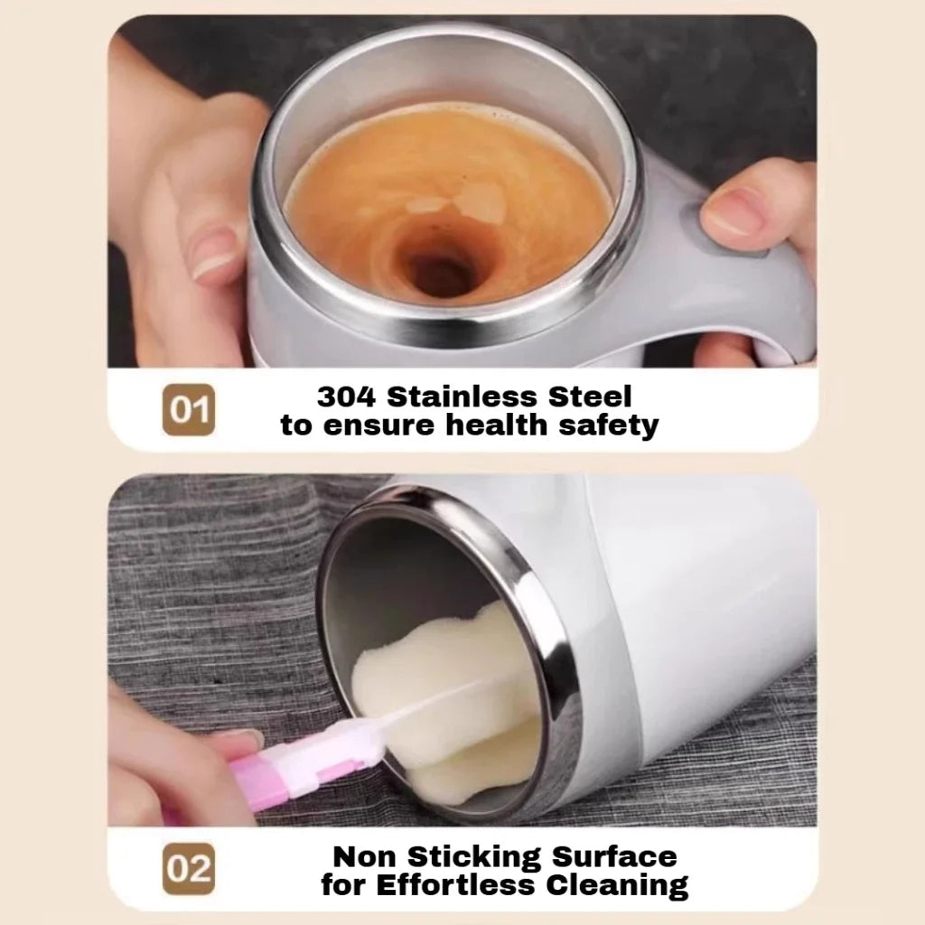 Ubitree Tasse à café avec mélangeur automatique rechargeable pour café, thé, chocolat chaud et plus encore – Gobelet de voyage isotherme en acier inoxydable pour la maison, le bureau