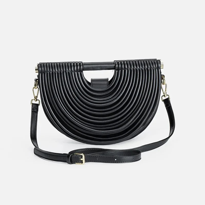 Fashionable Bamboo Fiber Woven Handbag Women's Clutch Bag Personalized High-End Sensation Soft Shell Bag Mobile Phone Pocket