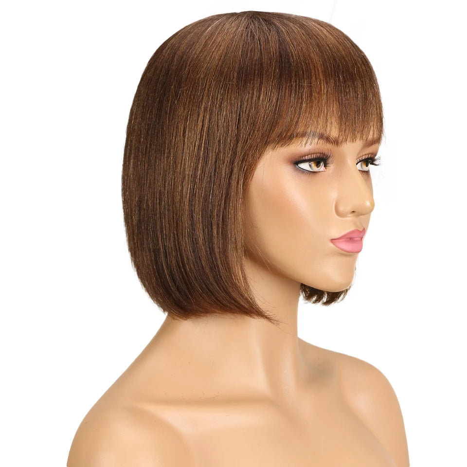 Mini human hair bob wig without glue (Brazilian wig - human hair)