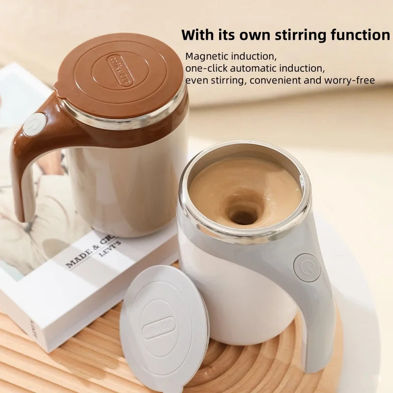 Ubitree Tasse à café avec mélangeur automatique rechargeable pour café, thé, chocolat chaud et plus encore – Gobelet de voyage isotherme en acier inoxydable pour la maison, le bureau