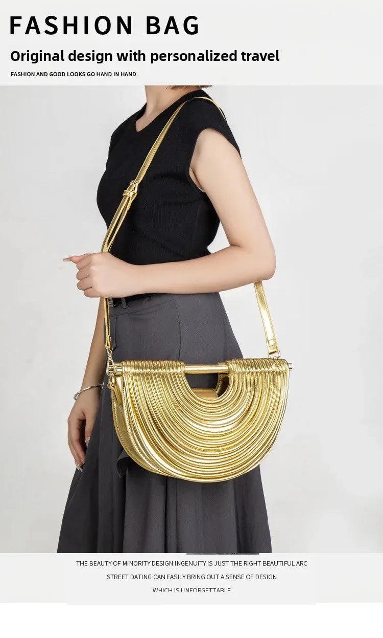 Fashionable Bamboo Fiber Woven Handbag Women's Clutch Bag Personalized High-End Sensation Soft Shell Bag Mobile Phone Pocket