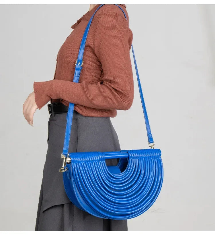 Fashionable Bamboo Fiber Woven Handbag Women's Clutch Bag Personalized High-End Sensation Soft Shell Bag Mobile Phone Pocket