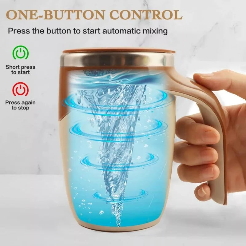 Ubitree Tasse à café avec mélangeur automatique rechargeable pour café, thé, chocolat chaud et plus encore – Gobelet de voyage isotherme en acier inoxydable pour la maison, le bureau