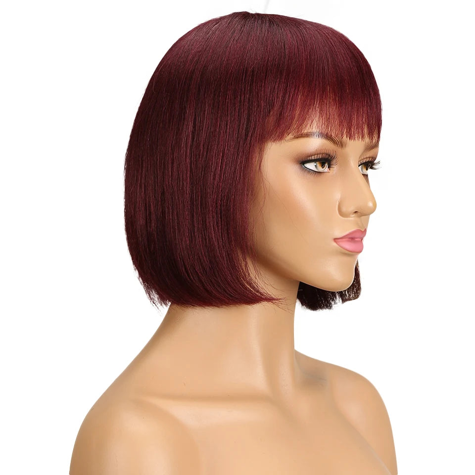 Mini human hair bob wig without glue (Brazilian wig - human hair)