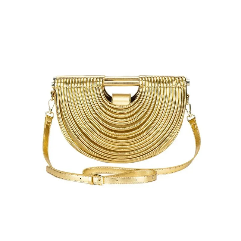 Fashionable Bamboo Fiber Woven Handbag Women's Clutch Bag Personalized High-End Sensation Soft Shell Bag Mobile Phone Pocket