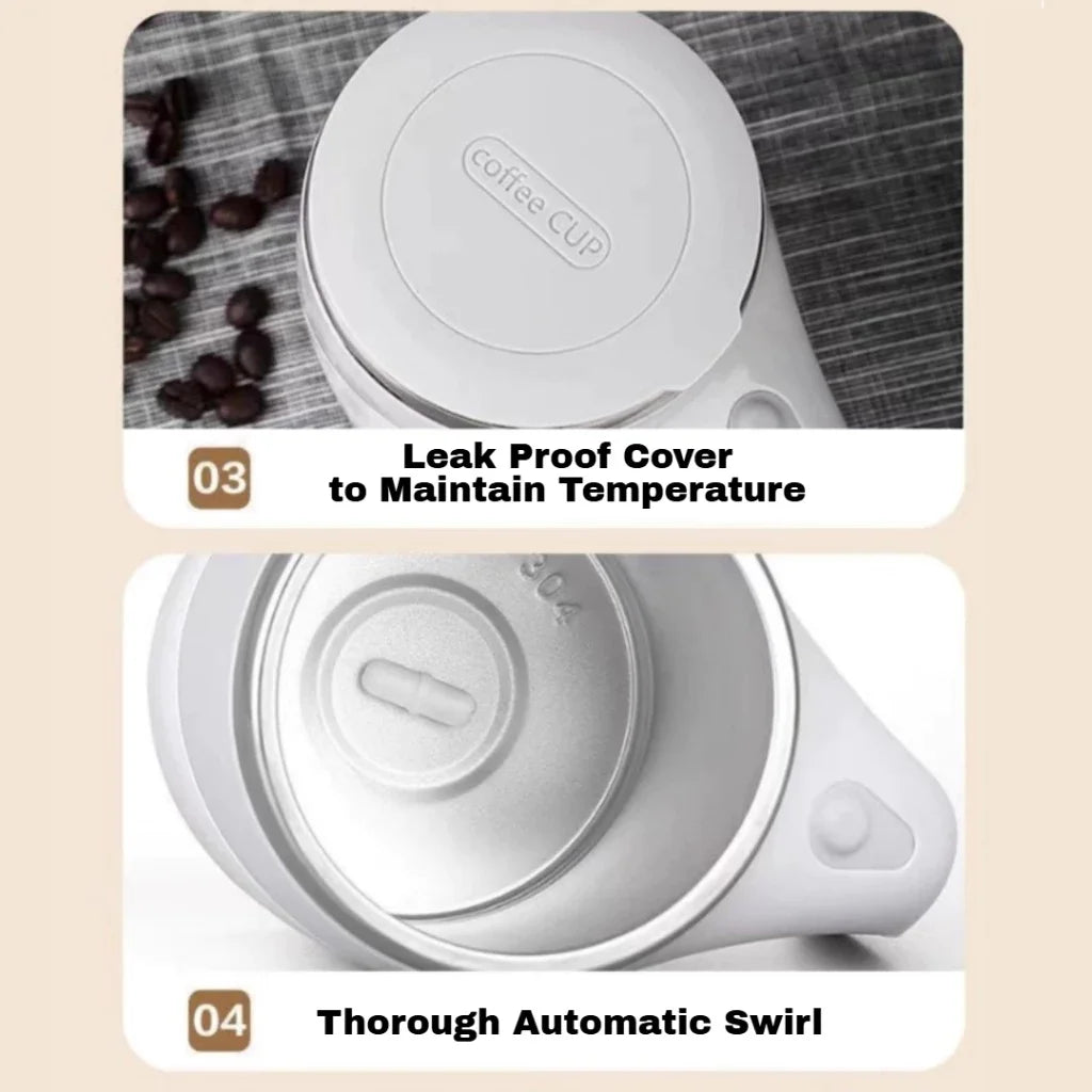Ubitree Tasse à café avec mélangeur automatique rechargeable pour café, thé, chocolat chaud et plus encore – Gobelet de voyage isotherme en acier inoxydable pour la maison, le bureau