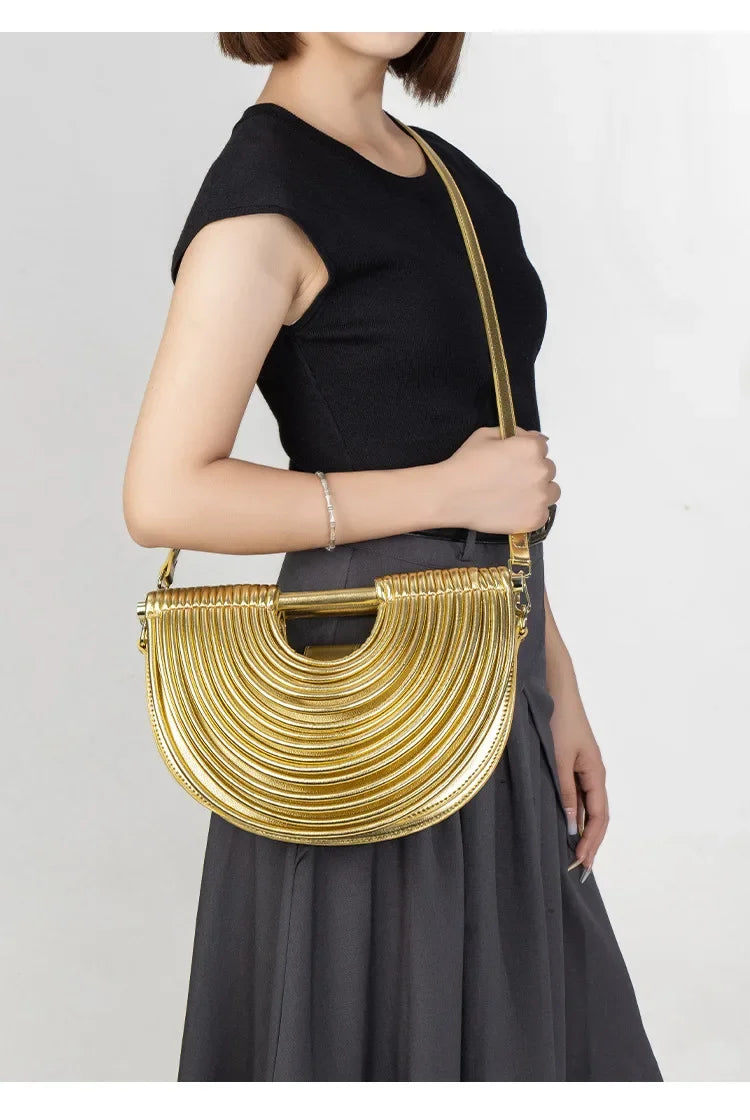 Fashionable Bamboo Fiber Woven Handbag Women's Clutch Bag Personalized High-End Sensation Soft Shell Bag Mobile Phone Pocket