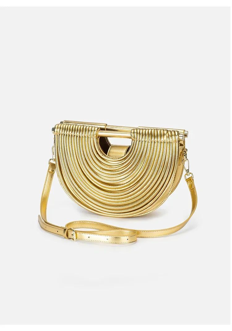Fashionable Bamboo Fiber Woven Handbag Women's Clutch Bag Personalized High-End Sensation Soft Shell Bag Mobile Phone Pocket