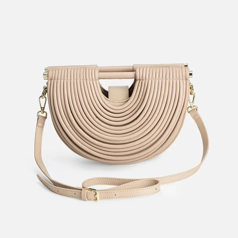 Fashionable Bamboo Fiber Woven Handbag Women's Clutch Bag Personalized High-End Sensation Soft Shell Bag Mobile Phone Pocket