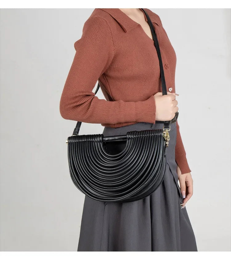 Fashionable Bamboo Fiber Woven Handbag Women's Clutch Bag Personalized High-End Sensation Soft Shell Bag Mobile Phone Pocket