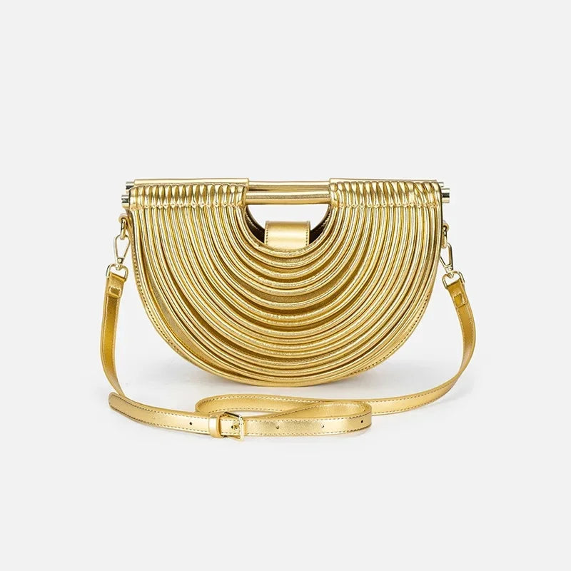 Fashionable Bamboo Fiber Woven Handbag Women's Clutch Bag Personalized High-End Sensation Soft Shell Bag Mobile Phone Pocket