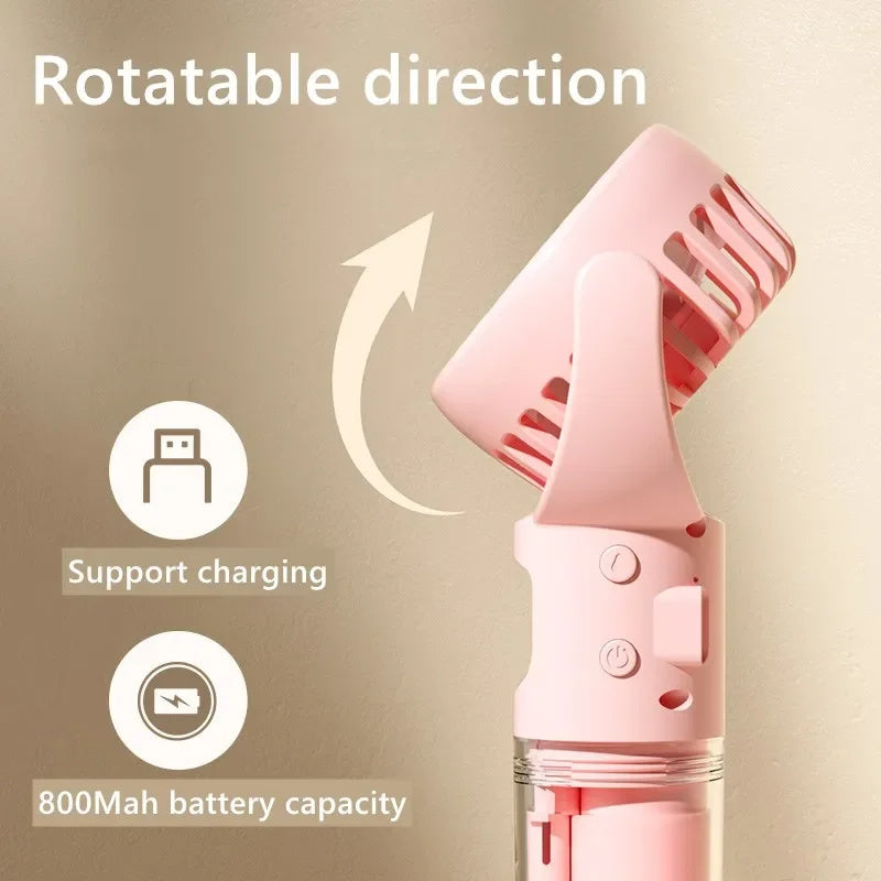 Portable Spray Fan 4 Vitesses – Brumisateur & Ventilateur Rechargeable USB