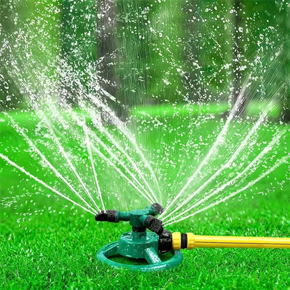 360 degree lawn rotating spray small disc sprinkler with three pronged rotatable plastic sprinkler for watering plants