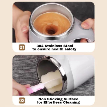 Ubitree Tasse à café avec mélangeur automatique rechargeable pour café, thé, chocolat chaud et plus encore – Gobelet de voyage isotherme en acier inoxydable pour la maison, le bureau