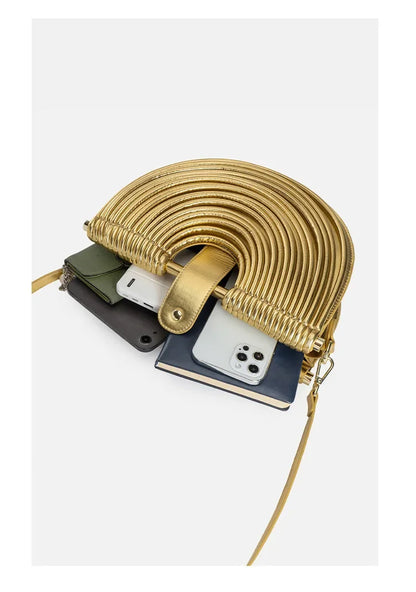 Fashionable Bamboo Fiber Woven Handbag Women's Clutch Bag Personalized High-End Sensation Soft Shell Bag Mobile Phone Pocket