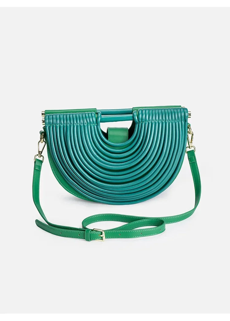 Fashionable Bamboo Fiber Woven Handbag Women's Clutch Bag Personalized High-End Sensation Soft Shell Bag Mobile Phone Pocket