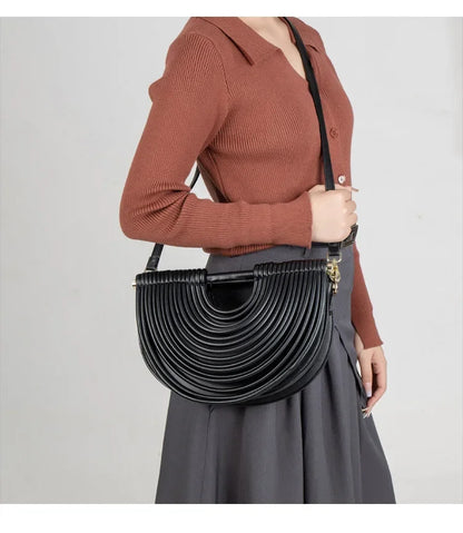 Fashionable Bamboo Fiber Woven Handbag Women's Clutch Bag Personalized High-End Sensation Soft Shell Bag Mobile Phone Pocket