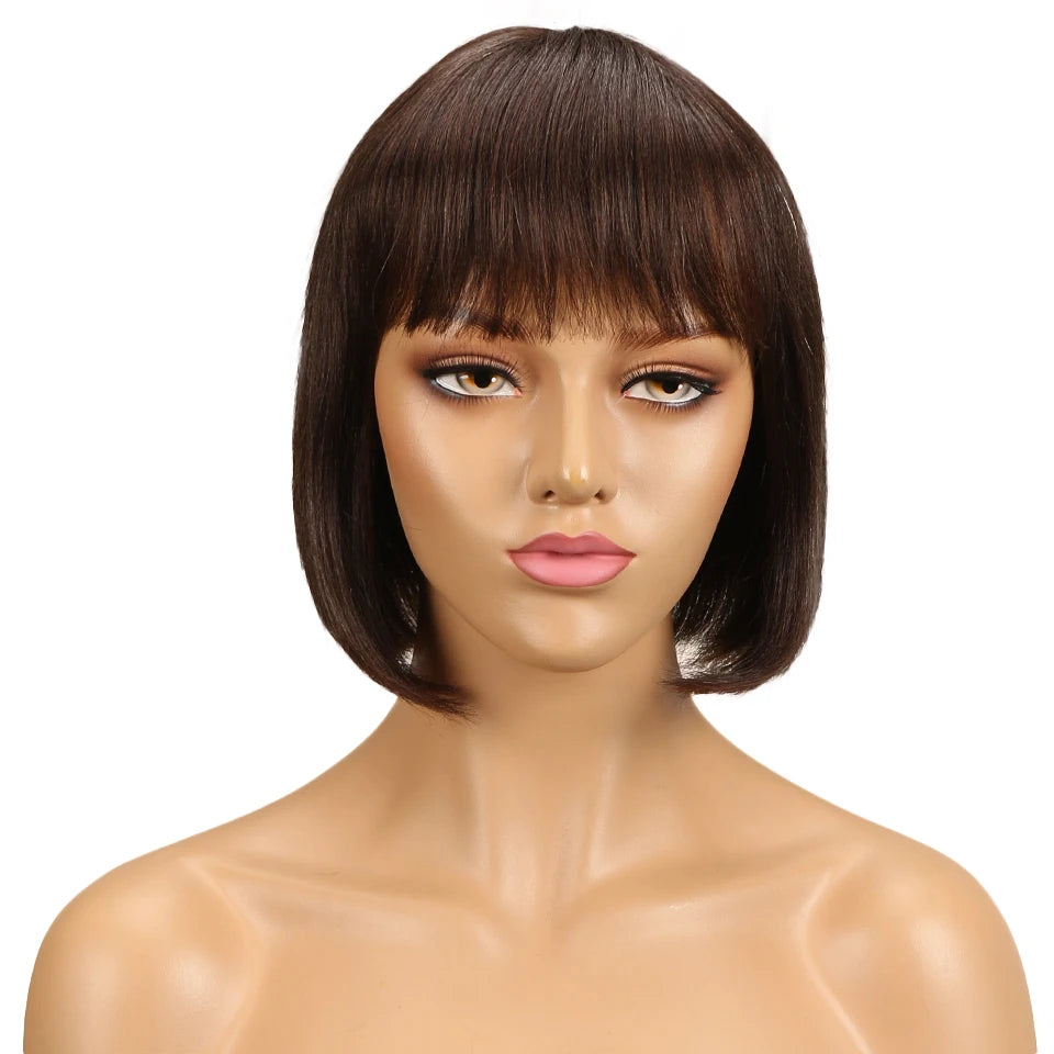 Mini human hair bob wig without glue (Brazilian wig - human hair)